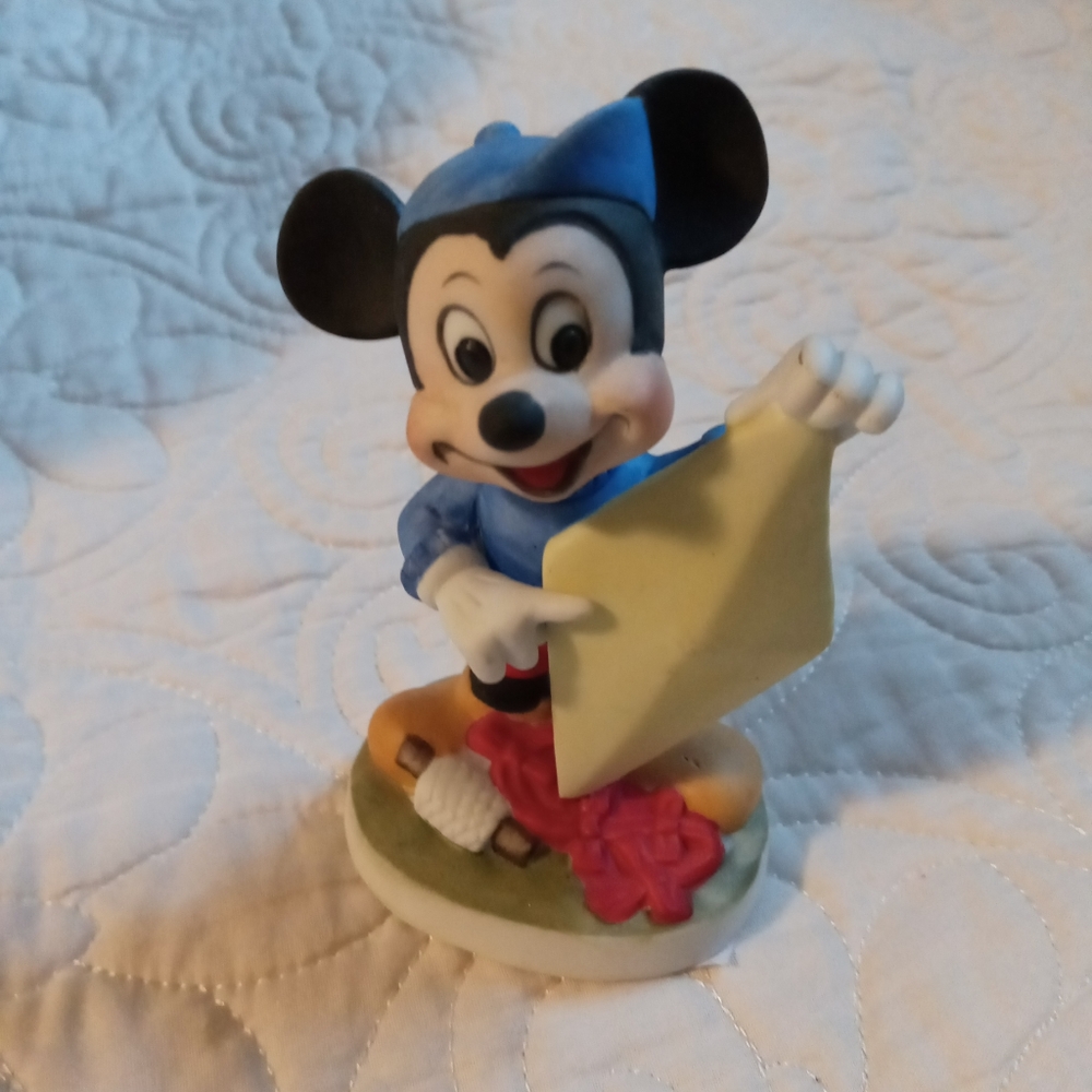Mickey Mouse Kite Flyer Vintage Porcelain Figurine - Walt Disney Productions